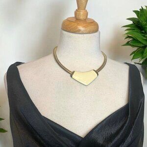 Park Lane Cream Enamel Gold Tone Collar Necklace